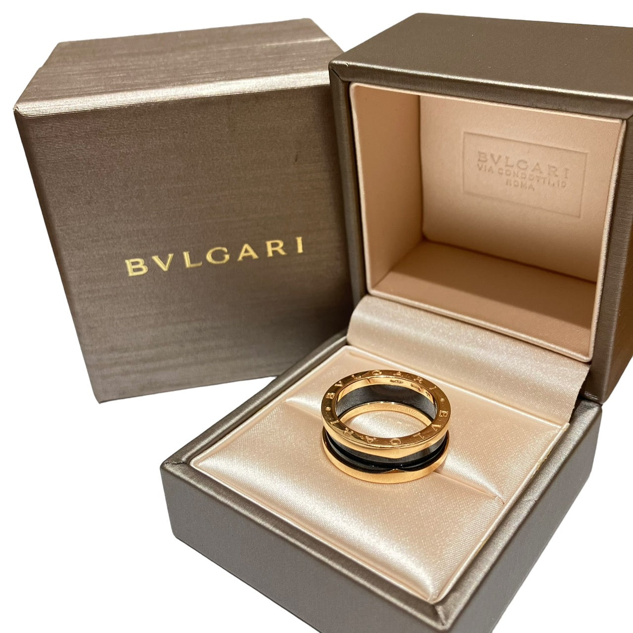 Bulgari BVLGARI B-Zero1 Ring 18K Rose Gold Ceramic Black #58 Brand Jewellery [Used]