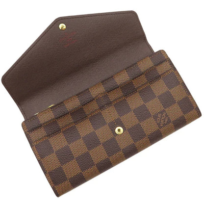 Louis Vuitton LV Portefeuil Sarah Bifold Long Wallet N63209 Damier Canvas Ebene Brown [Used]