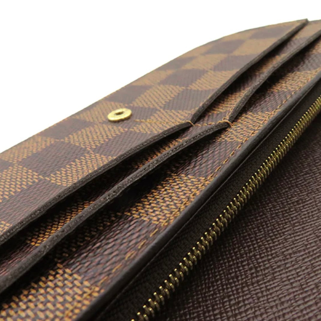 Louis Vuitton LV Portefeuil Sarah Bifold Long Wallet N63209 Damier Canvas Ebene Brown [Used]