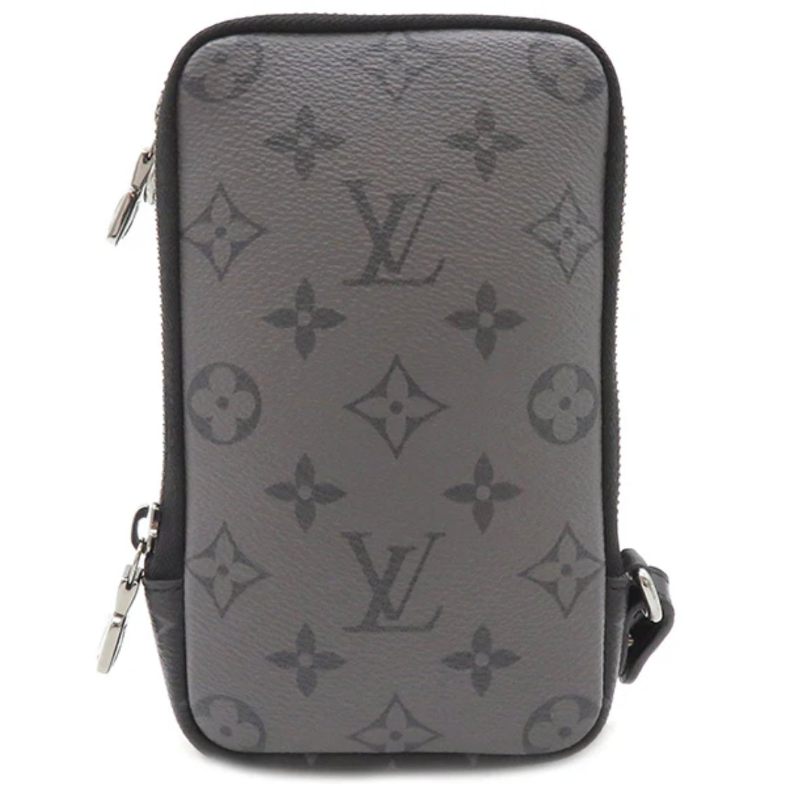 Louis Vuitton LV Double Phone Pouch Shoulder Bag M69534 Monogram Eclipse Gray Black [Used]