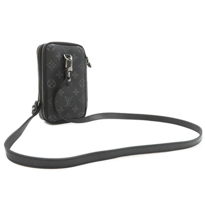 Louis Vuitton LV Double Phone Pouch Shoulder Bag M69534 Monogram Eclipse Gray Black [Used]