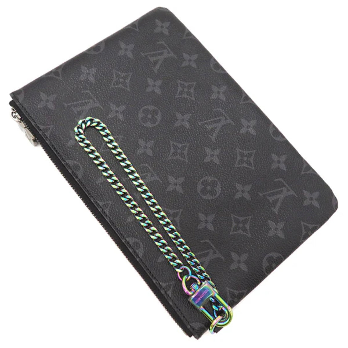 Louis Vuitton LV Chain Clutch Bag M64449 Fragment Collaboration iPad Case Monogram Eclipse Black [Used]