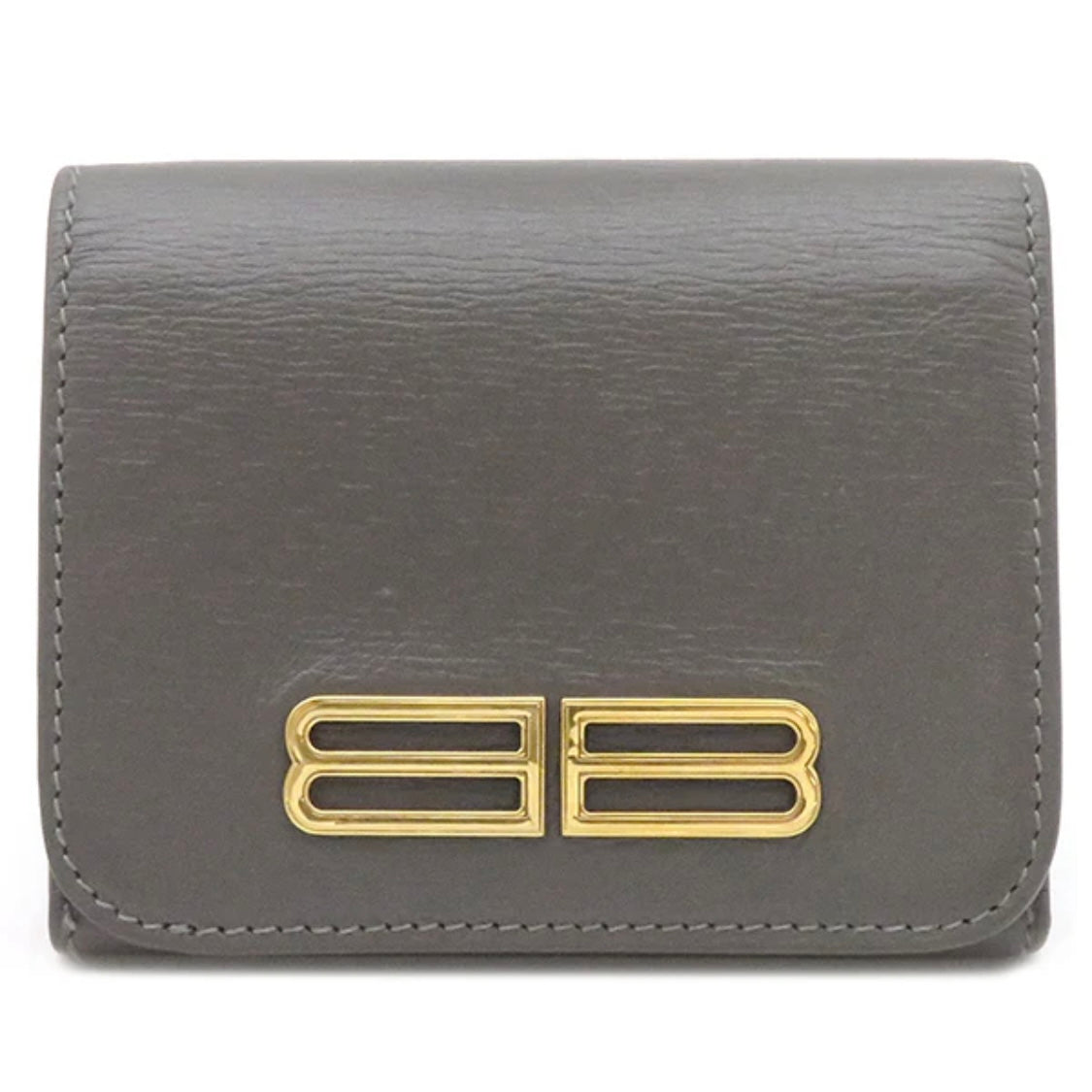 Balenciaga Gossip Trifold Short Wallet 674842 Calfskin Leather Gray [Used]