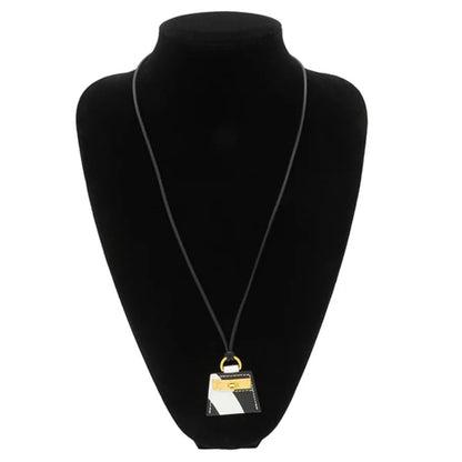 Hermes Monpetit Kelly PM Necklace Vaux Swift White Black Noir Blanc [Used]