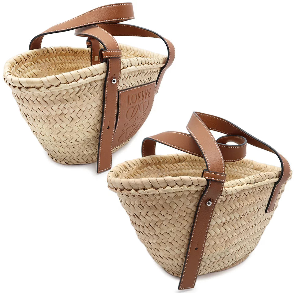 Loewe Small Basket Bag 327.02.S93 Palm Leaf Calfskin Natural Tan [Used]