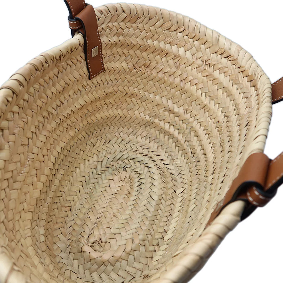 Loewe Small Basket Bag 327.02.S93 Palm Leaf Calfskin Natural Tan [Used]