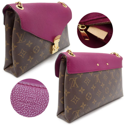 Louis Vuitton LV Pallas Chain Shoulder Bag M41635 Monogram Canvas Leather Grape Purple [Used]