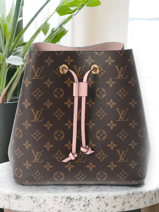 Louis Vuitton LV Monogram Neonoe Shoulder Bag Drawstring M44022 Brown Rose Poudre [Used]