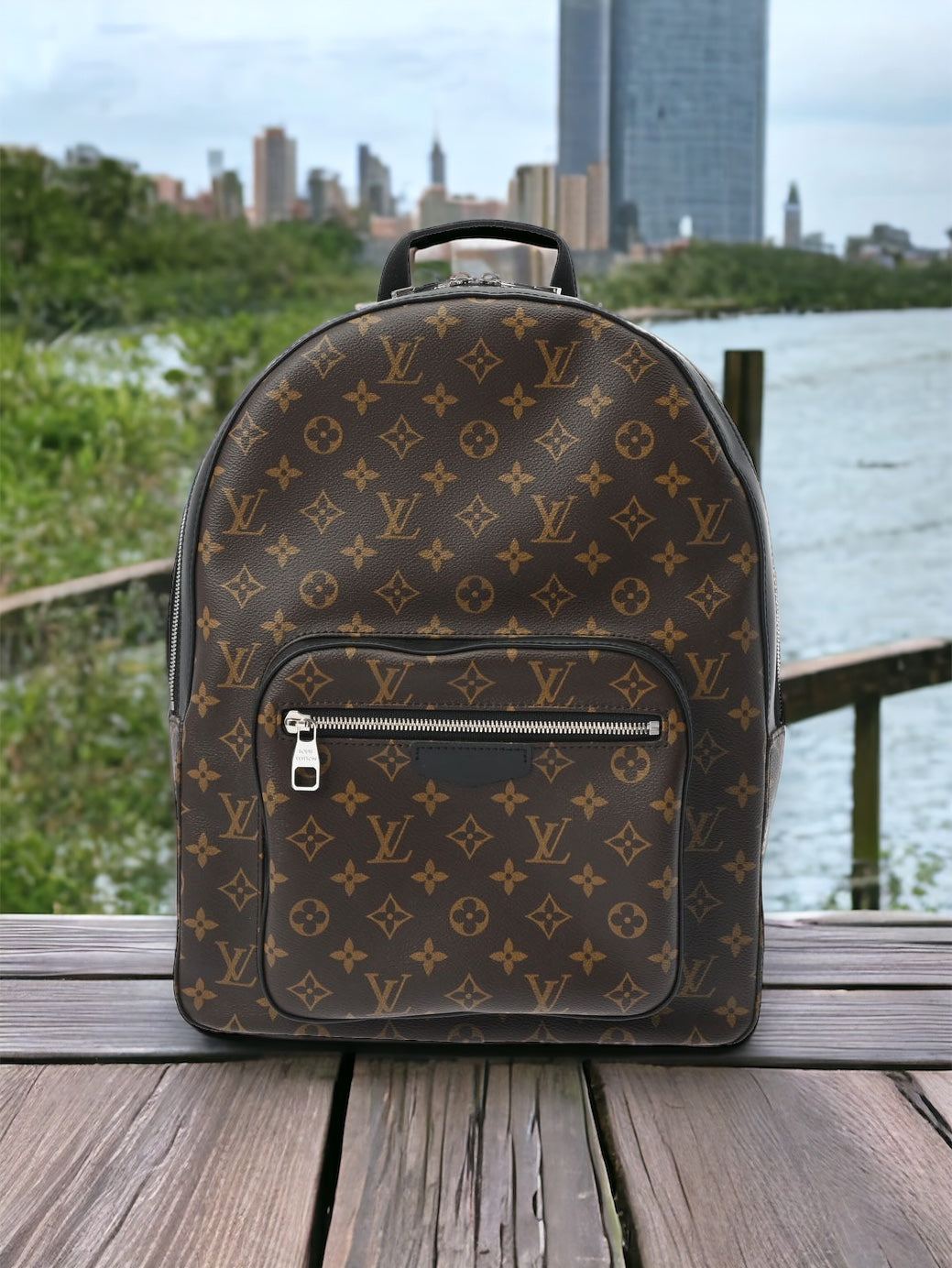 Louis Vuitton Josh Backpack M41530 Monogram Macassar Brown Unisex [Used]