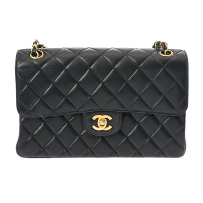 Chanel Quilted CC Classic Flap Medium 25cm Chain Shoulder Bag Vintage Lambskin Black [Used]