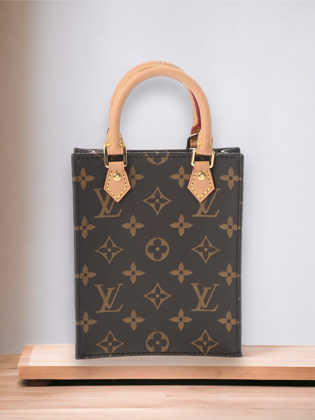 Louis Vuitton LV Petit Sac Plat 2way Shoulder Handbag M81295 Monogram Brown [Used]