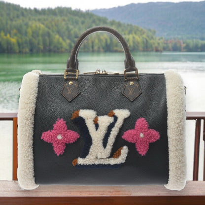 Louis Vuitton LV Monogram Teddy Speedy 30 Boston Shoulder Handbag M56966 Leather Monogram Canvas Noir [Used]