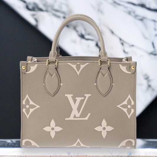 Louis Vuitton LV On the Go PM 2way Shoulder Tote Bag M45779 Monogram Empreinte Gray [Used]