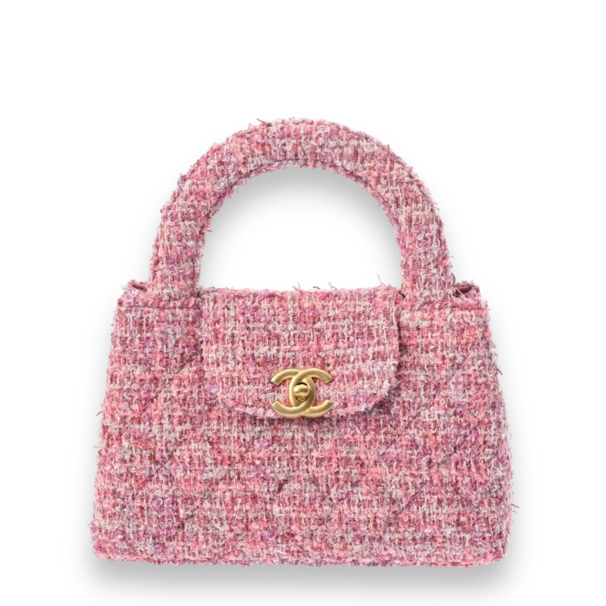 Chanel CC Mini Shopping Shoulder Handbag AS4416 Cotton Tweed Pink Gold Hardware [New]