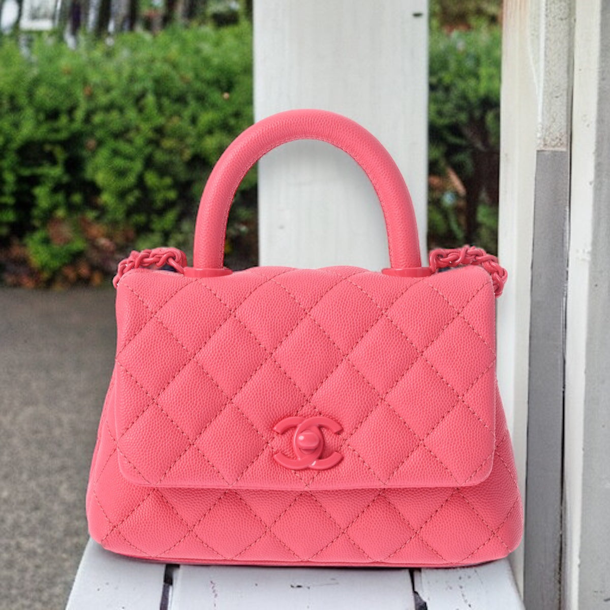 Chanel Matelasse CC Coco Handle XXS 2 way Shoulder Top Handle Handbag AS2215 Caviar Leather Pink [Used]