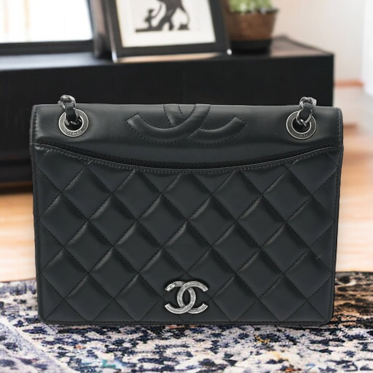 Chanel Matelasse CC Chain Shoulder Bag A93012 Lambskin Leather Black [Used]