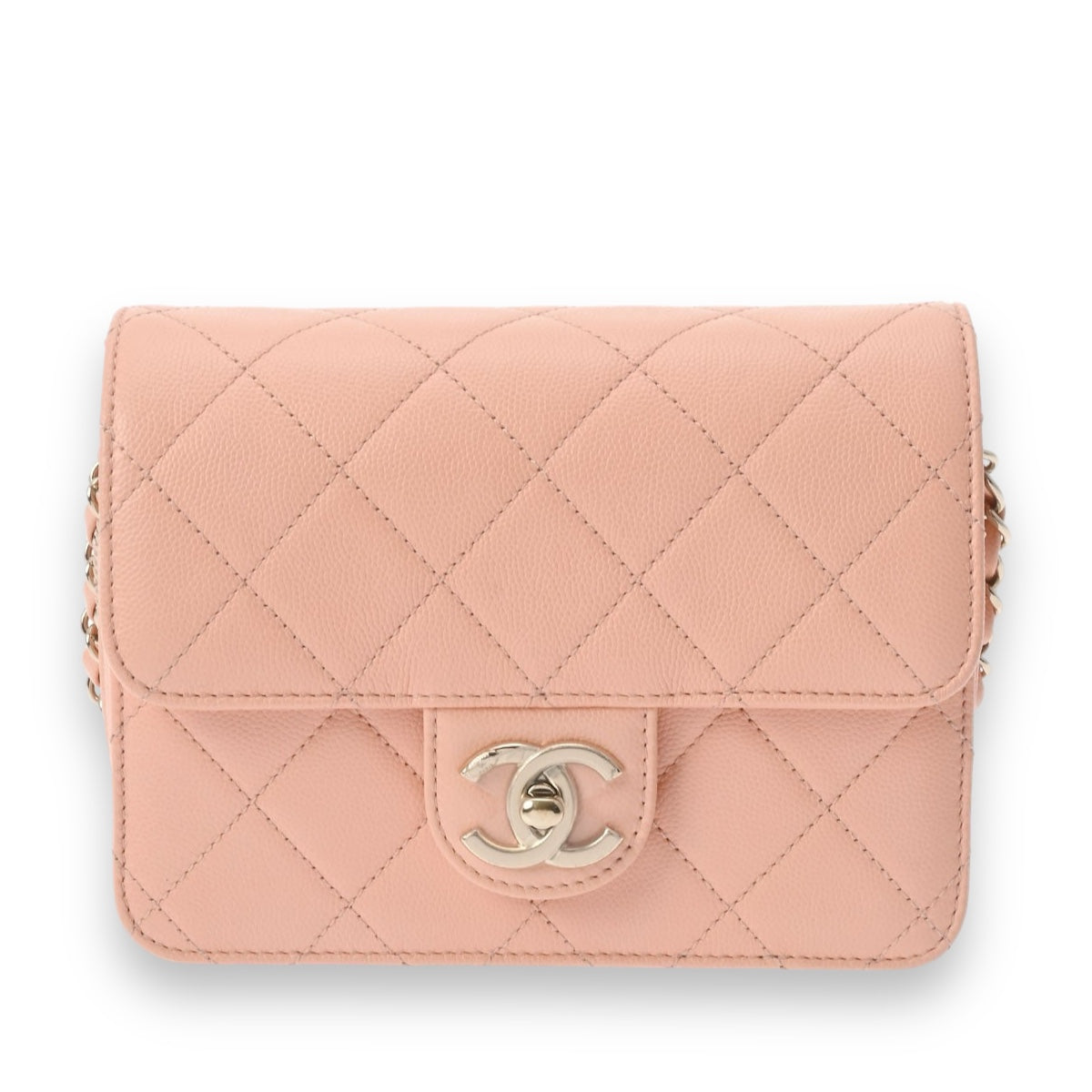 Chanel Quilted CC Mini Chain Shoulder Flap Bag AS3002 Caviar Leather Pink [Used]