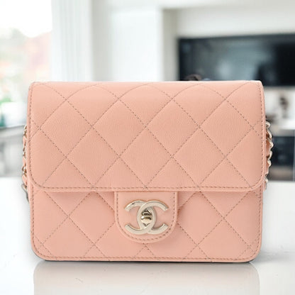 Chanel Quilted CC Mini Chain Shoulder Flap Bag AS3002 Caviar Leather Pink [Used]