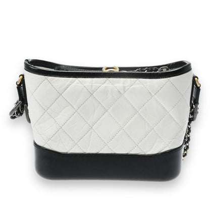 Chanel Quilted CC Gabrielle Small Hobo Bag Shoulder Bag Crossbody A91810 Aged Calf Leather White Black [Used]