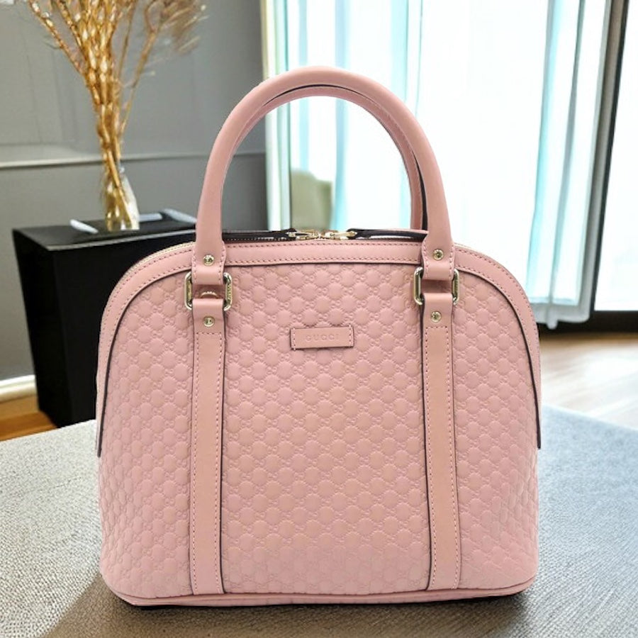 Gucci GG Micro Guccisima Handbag 449663 Calfskin Leather Pink [Used]