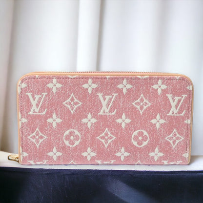 Louis Vuitton LV Round Zippy Long Wallet M81182 Monogram Denim Pink [Unused]