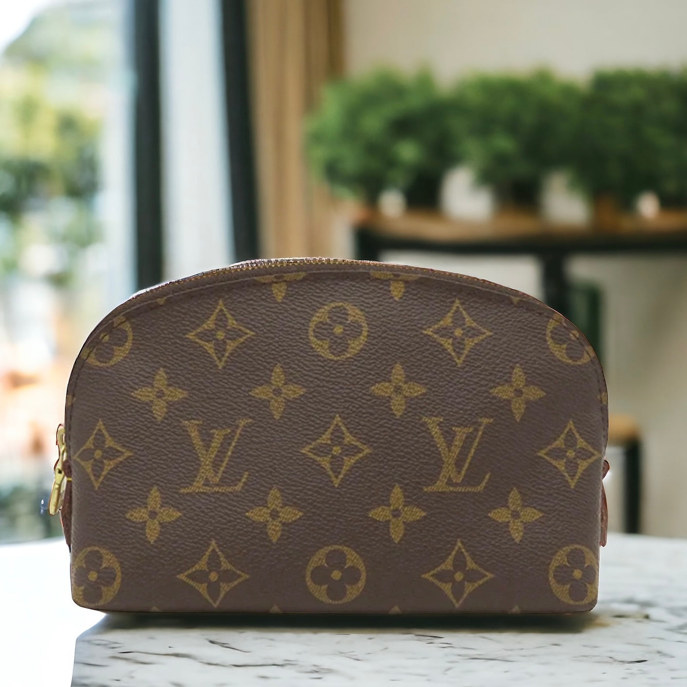 Louis Vuitton LV Pochette Cosmetic PM Pouch M47515 Monogram Brown [Used]