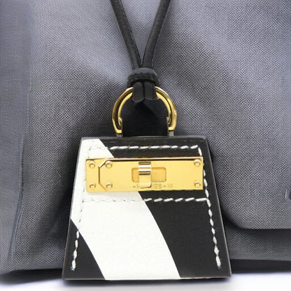 Hermes Monpetit Kelly PM Necklace Vaux Swift White Black Noir Blanc [Used]