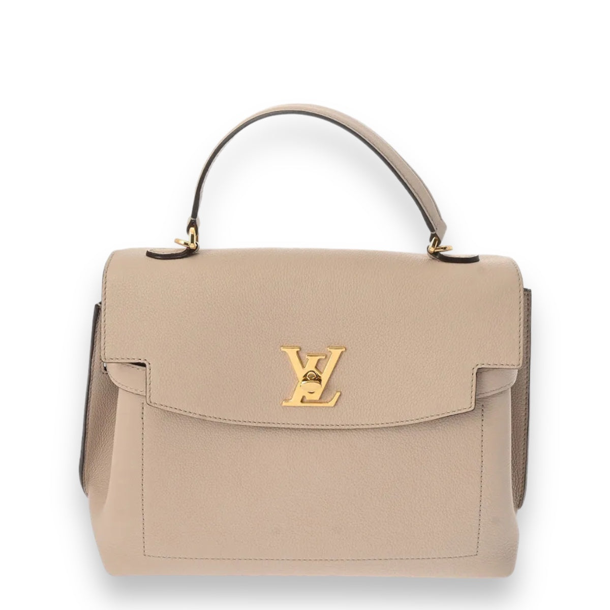 Louis Vuitton LV Lockme Ever MM 2 way Shoulder Handbag M56094 Taurillon Leather Greige Gray [Used]