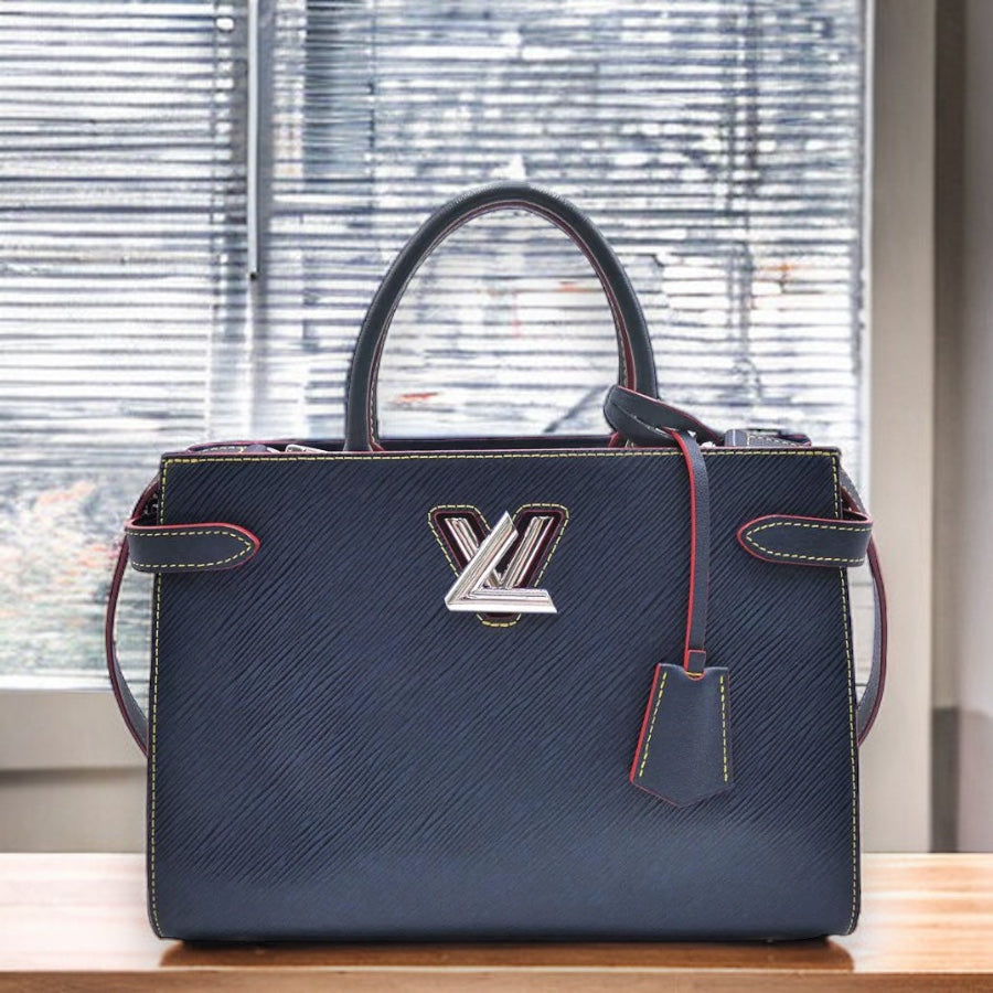 Louis Vuitton LV Twist Tote 2 way Shoulder Handbag M54980 Andigo Blue Epi Leather [Used]