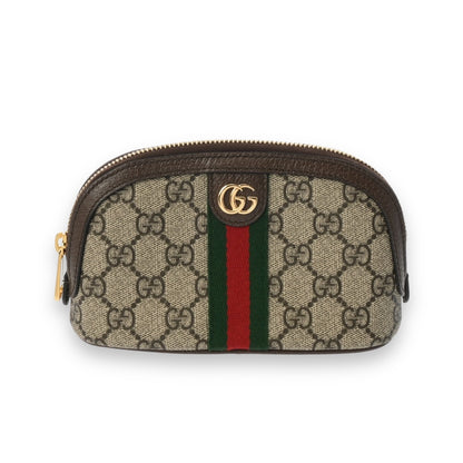 Gucci Ophidia GG Supreme Medium Cosmetic Bag Pouch 625550 Canvas Leather Brown [Unused]