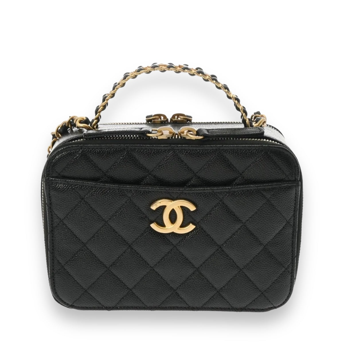 Chanel Quilted CC Small Vanity Case Chain Shoulder Bag 2023SS AS3222 Grained Calfskin Black [Used]