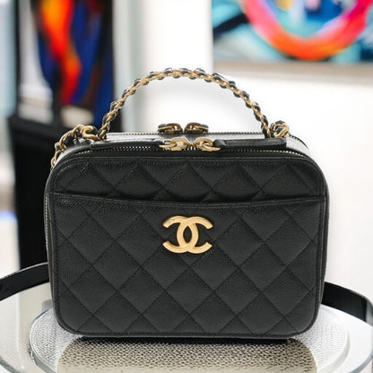 Chanel Quilted CC Small Vanity Case Chain Shoulder Bag 2023SS AS3222 Grained Calfskin Black [Used]