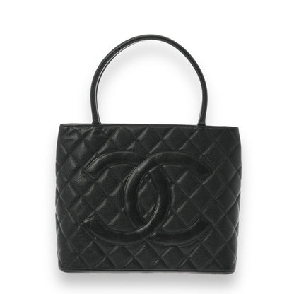 Chanel Matelasse CC Vintage Medallion Tote Bag A01804 Caviar Leather Black [Used]