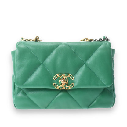 Chanel Quilted CHANEL 19 Chain Shoulder Bag Handbag AS1160 Lambskin Green GHW [Used]