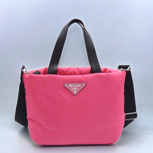 Prada Shoulder Handbag 1BG266 Nylon Tessuto Leather Pink Black [Used]