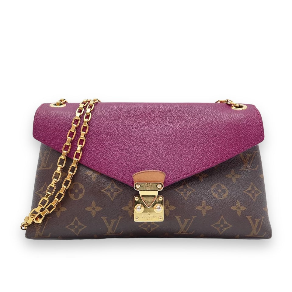 Louis Vuitton LV Pallas Chain Shoulder Bag M41635 Monogram Canvas Leather Grape Purple [Used]