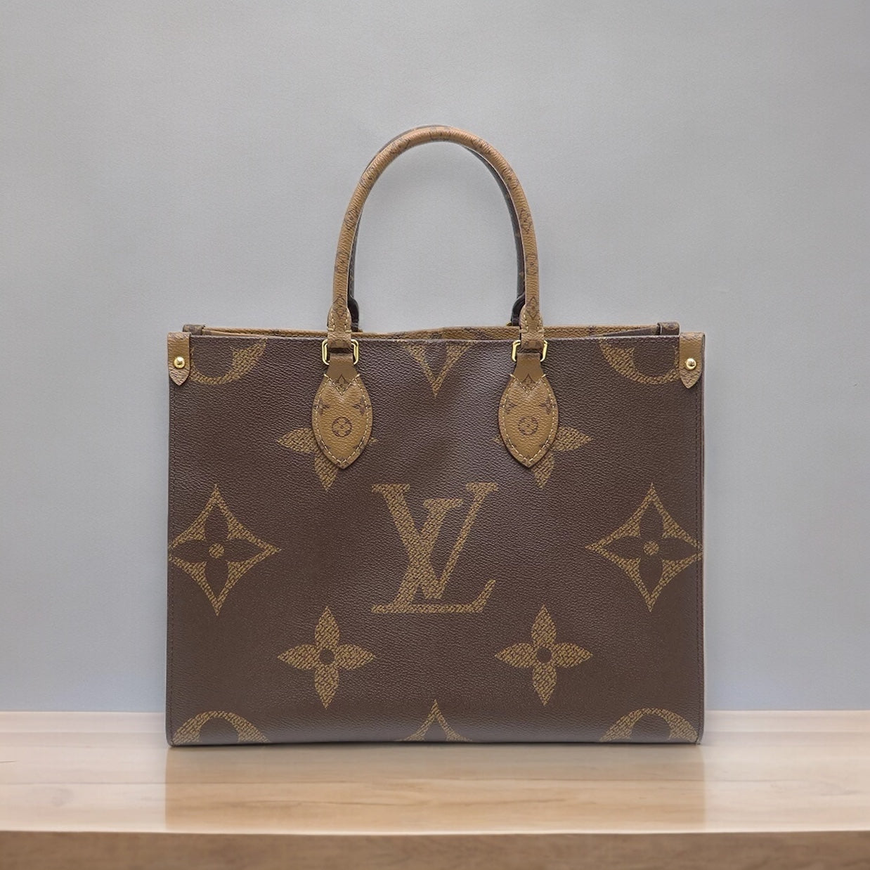 Louis Vuitton LV On the Go MM Shoulder Tote Bag 2 way Bag M45321 Monogram Giant Reverse Brown [Used]