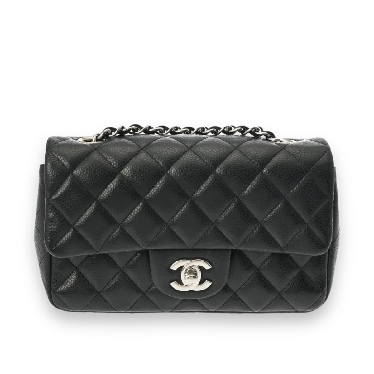 Chanel Matelasse Classic Single Flap Mini Chain Shoulder Bag CF20 CC Caviar Leather Black GHW [Used]