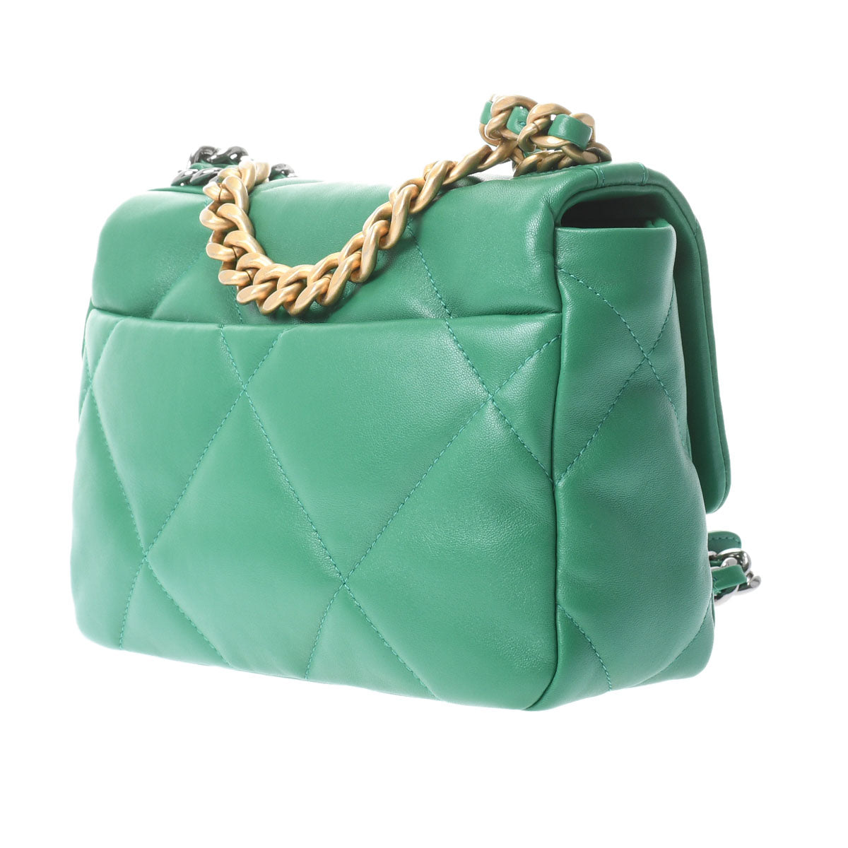 Chanel Quilted CHANEL 19 Chain Shoulder Bag Handbag AS1160 Lambskin Green GHW [Used]