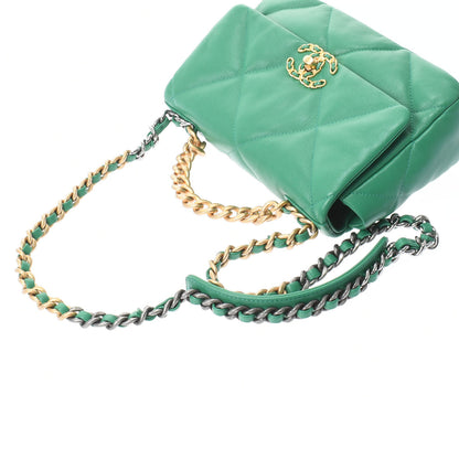 Chanel Quilted CHANEL 19 Chain Shoulder Bag Handbag AS1160 Lambskin Green GHW [Used]