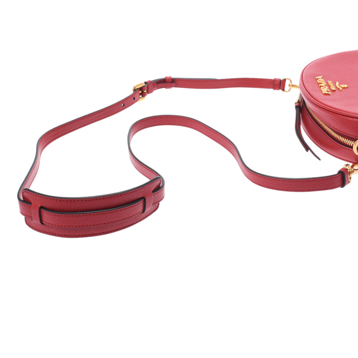 Prada Logo Gold Hardware Shoulder Bag Crossbody 1BH130 Leather Red [Unused]