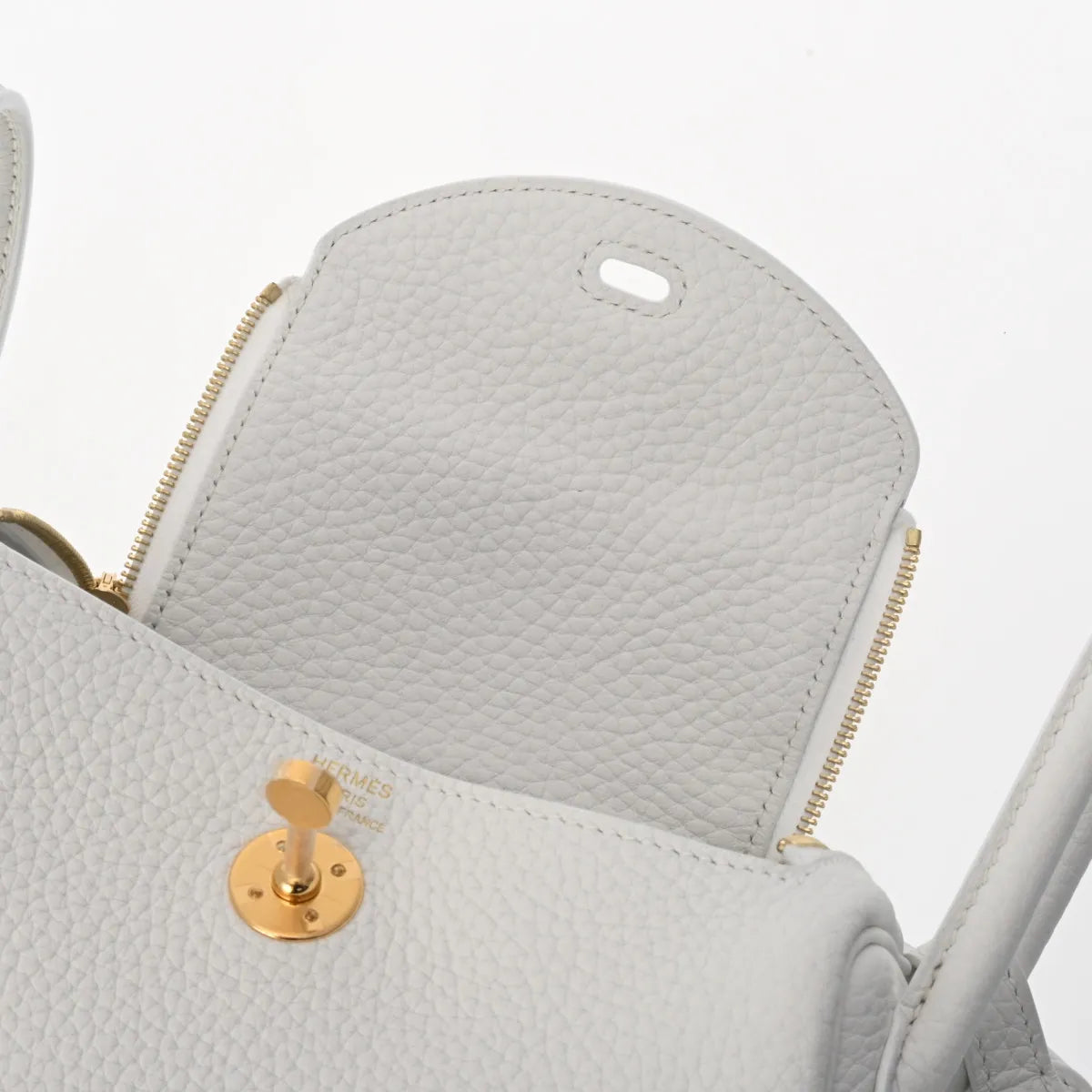 Hermes Mini Lindy New White Gold Hardware Taurillon Clemence Shoulder Handbag B 2023 [Unused]