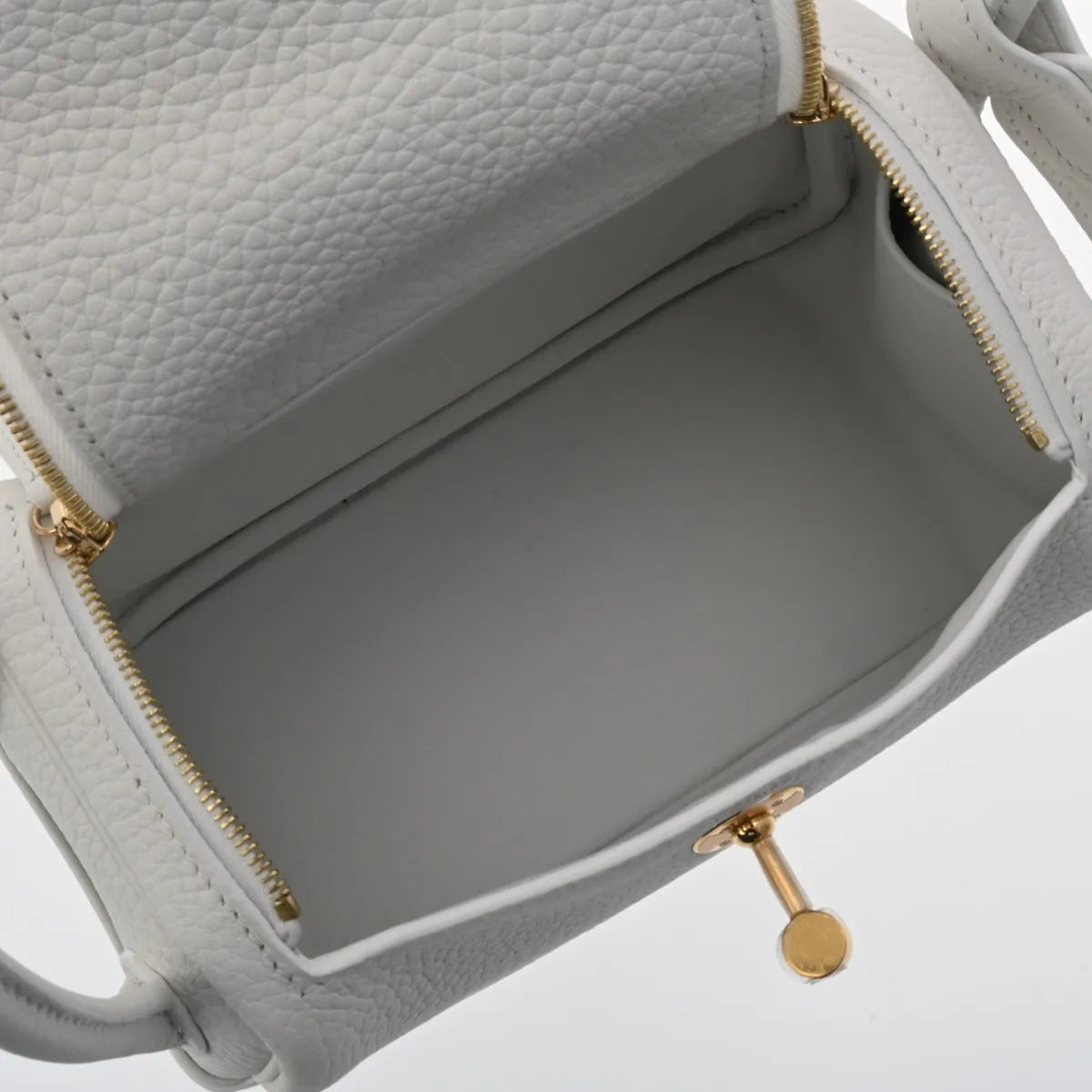 Hermes Mini Lindy New White Gold Hardware Taurillon Clemence Shoulder Handbag B 2023 [Unused]