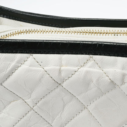 Chanel Quilted CC Gabrielle Small Hobo Bag Shoulder Bag Crossbody A91810 Aged Calf Leather White Black [Used]