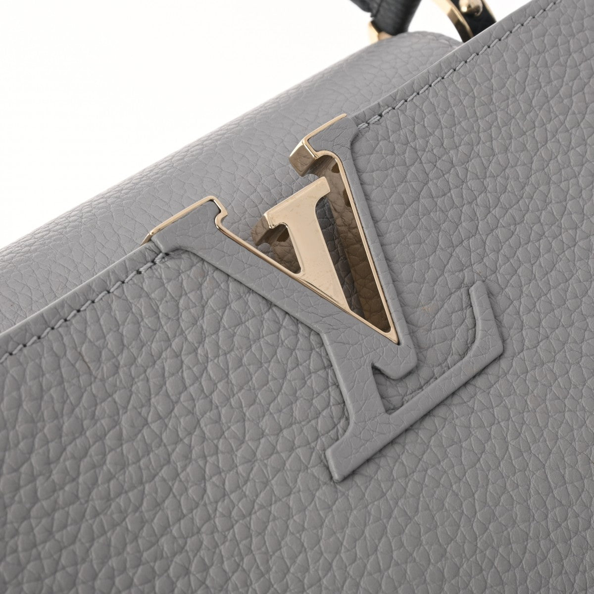 Louis Vuitton LV Capucines PM 2 way Shoulder Handbag M57029 Taurillon Calfskin Leather Gray [Used]