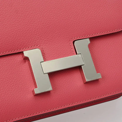 Hermes Constance Mini 18 Rose Azalea Palladium Hardware Evercolor Leather Shoulder Bag [Used]