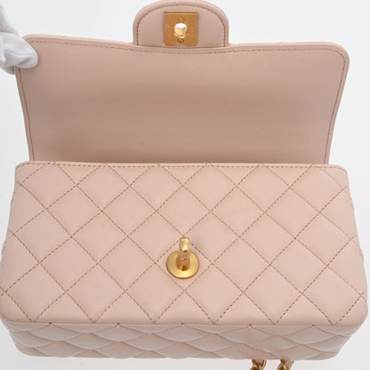 Chanel Quilted CC Top Handle Flap 2 way Shoulder Handbag AS4023 Lambskin Leather Light Pink [Used]