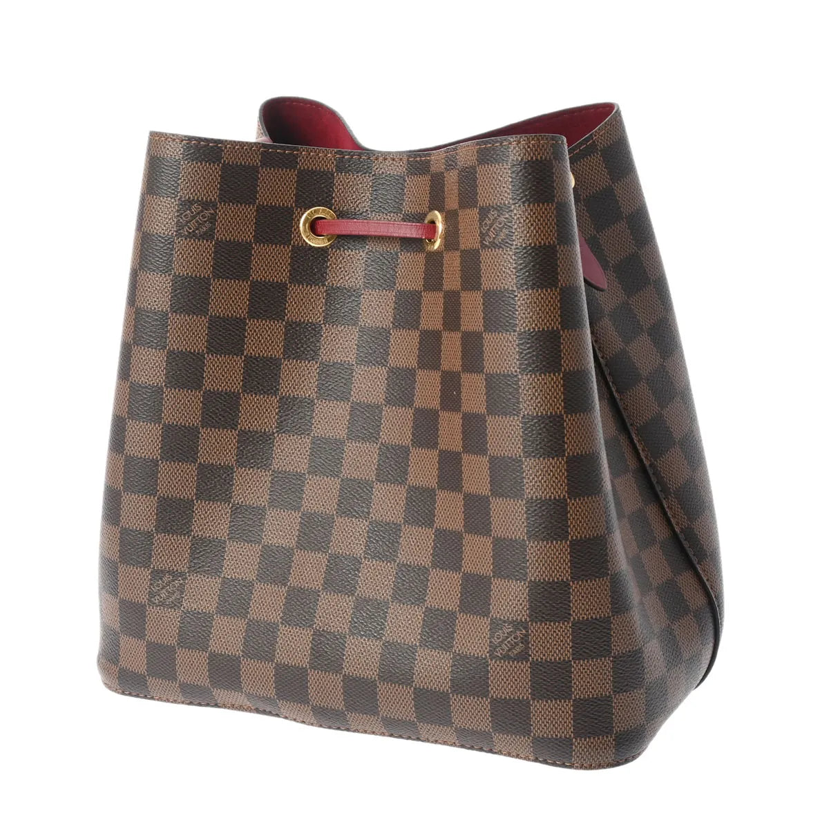 Louis Vuitton LV Damier Neonoe Shoulder Bag Drawstring N40214 Cherry Berry Brown [Used]