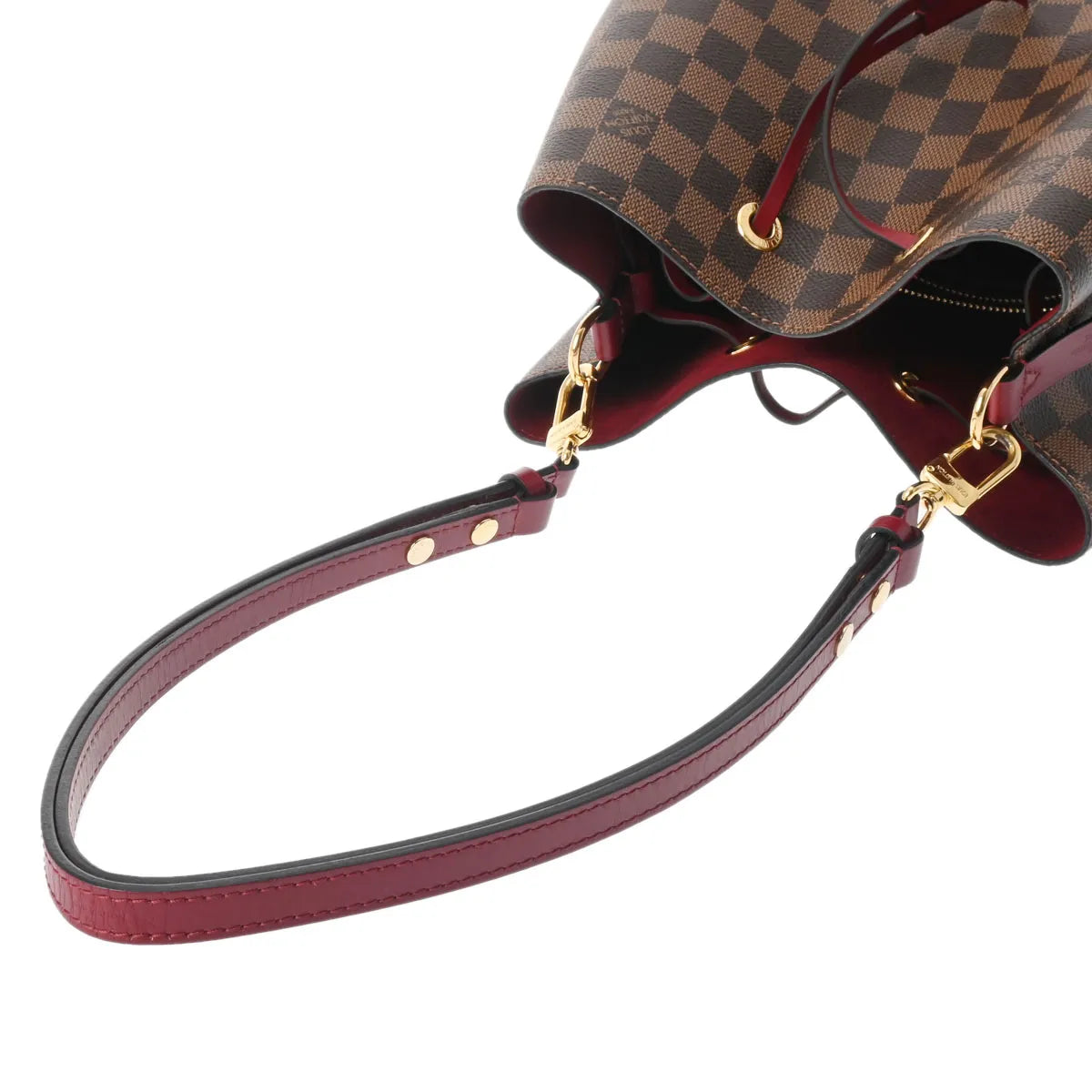 Louis Vuitton LV Damier Neonoe Shoulder Bag Drawstring N40214 Cherry Berry Brown [Used]