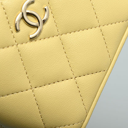 Chanel Quilted CC Small Vanity Case Chain Shoulder Bag Croosbody AP2198 Lambskin Leather Yellow [Almost New]